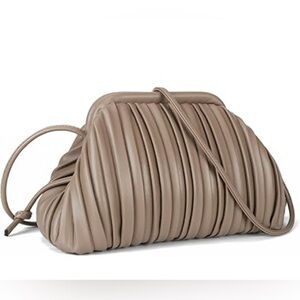 Taupe Pleated Shoulder Bag